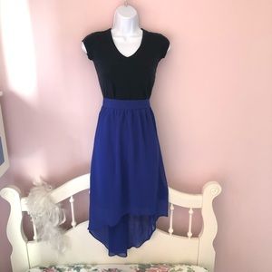 Women's Forever 21 Blue Chiffon High Low Skirt